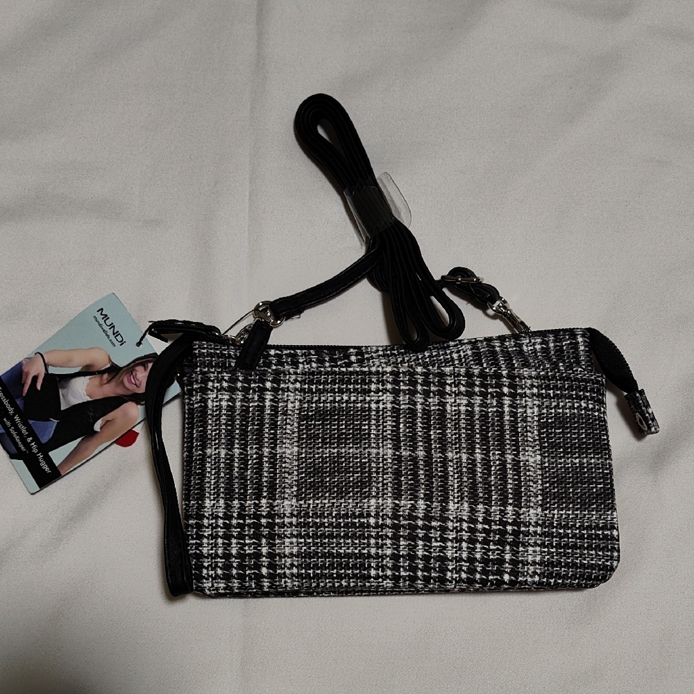 Mundi Black and White Plaid Clutch
